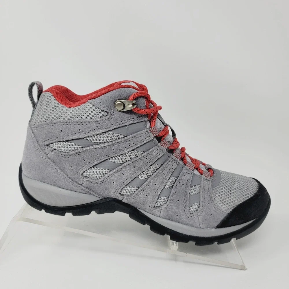 columbia womens hiking boots Size 6.5 M Gray Red Waterproof BLO833-088